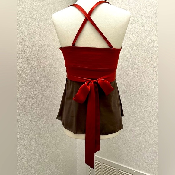 Rare Nicole Miller Collection Bustier Silk Top in Sienna and Taupe - Picture 12 of 14